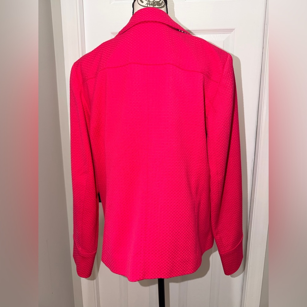 Women's Raspberry Pink Textured Blazer Jacket 3-button - Picture 5 of 9